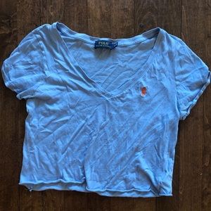 Ralph Lauren Blue V Neck Crop Top